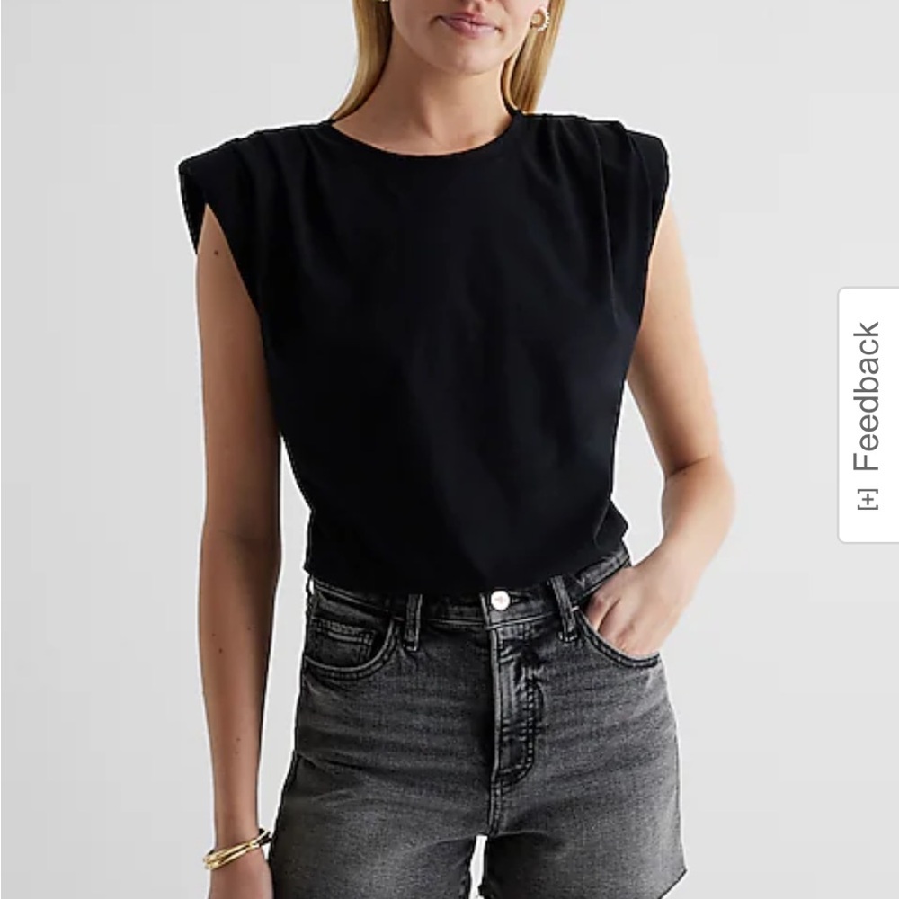 Express Sleeveless Top with Shoulder Pads